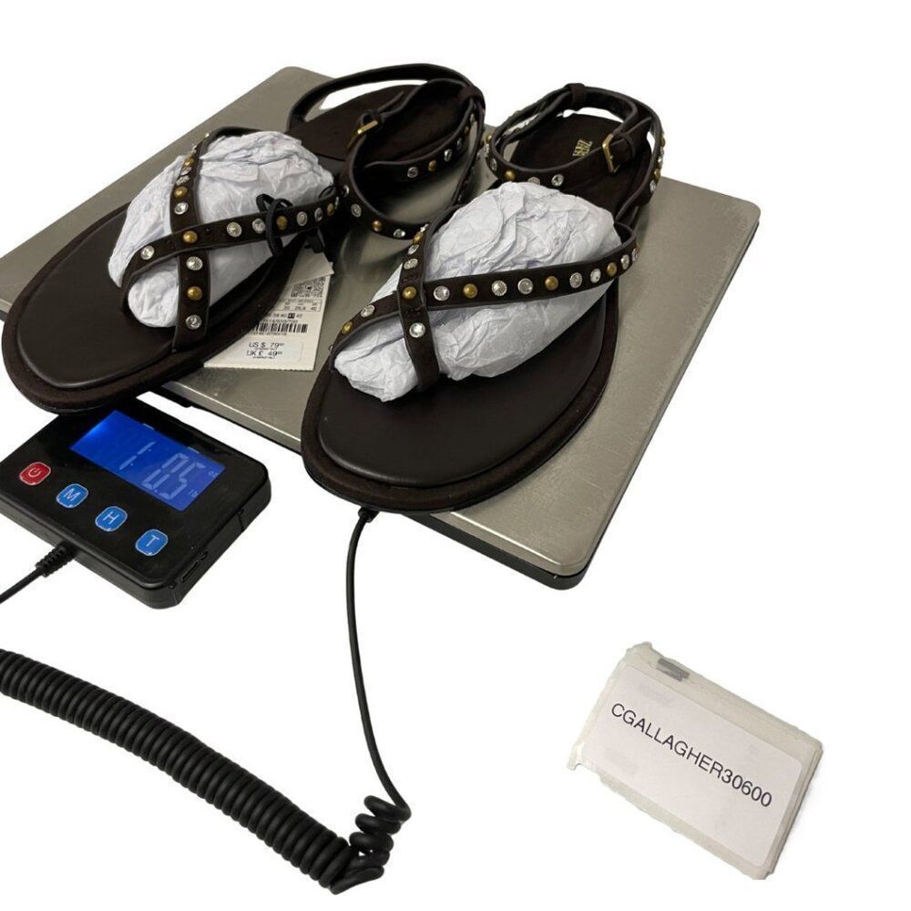 Zara Women Beaded Leather Sandals EU 41 US 10 Brown Ankle strap 1614/610 NWOB - Picture 11 of 11